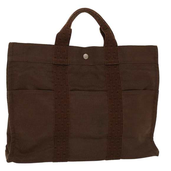 HERMES Handbags - HERMES Her Line MM Hand Bag Canvas Brown Auth bs7825